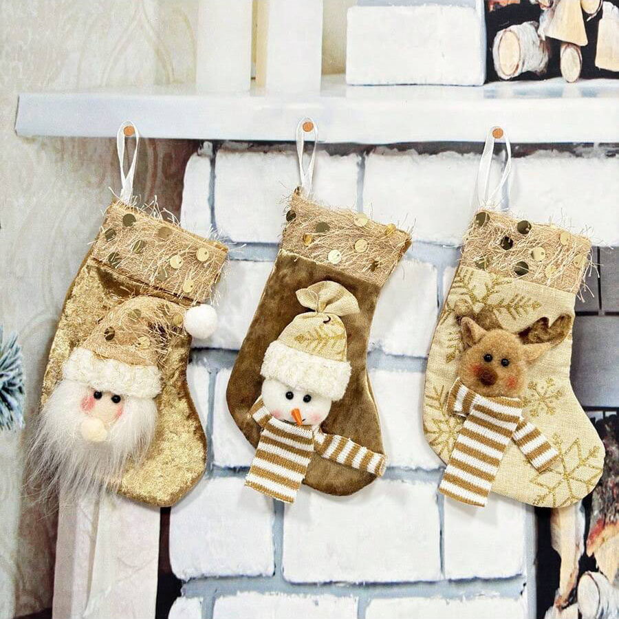 Christmas Stocking Hanging - 3 sztuki świątecznych skarpet dekoracyjnych, ozdoby