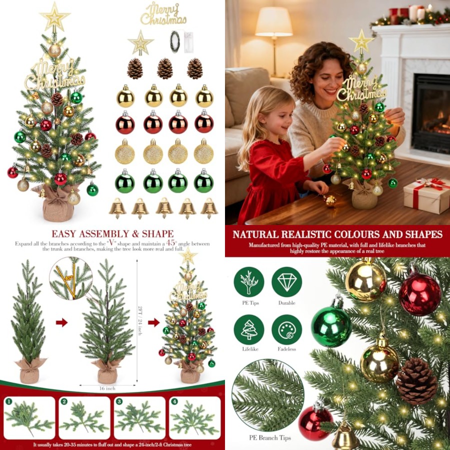 Christmas Tree Artificial - Mini choinka świąteczna 60 cm, choinka