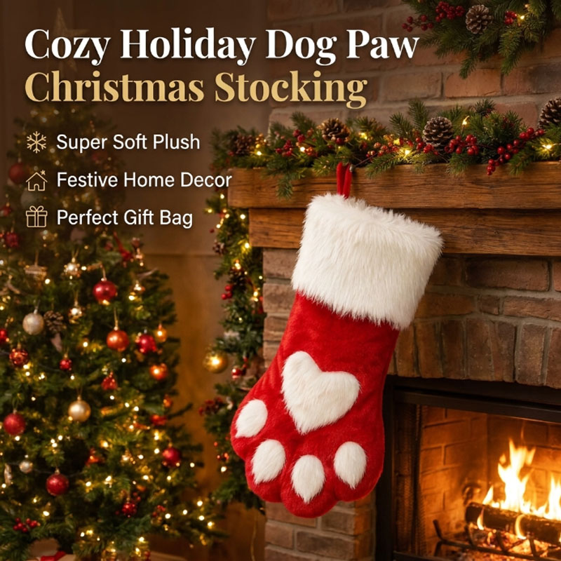 Christmas Stocking Hanging - Zimowa pluszowa skarpeta świąteczna w kształcie
