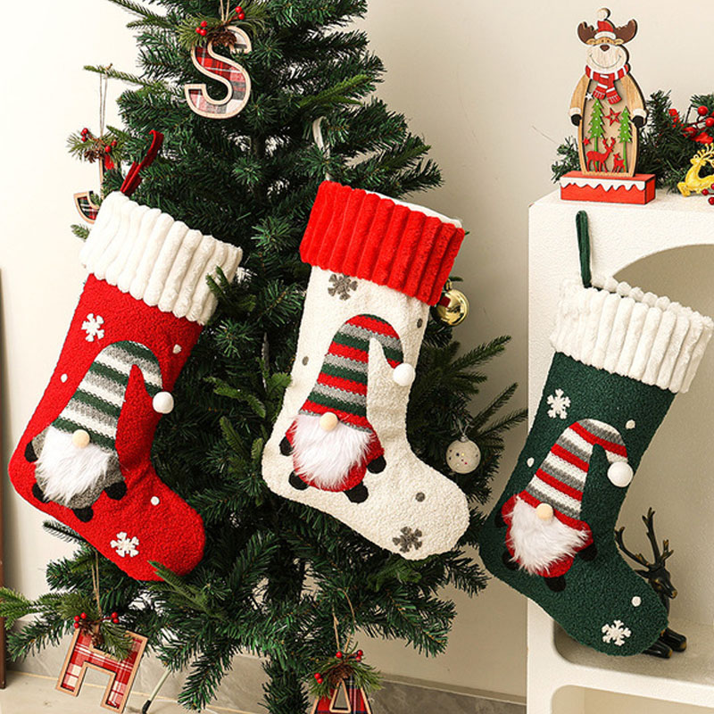 Christmas Stocking Hanging - Nowa pluszowa ozdoba na świąteczną skarpę,
