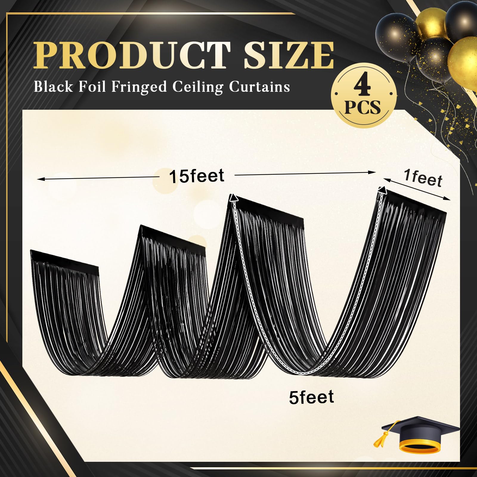 4 sztuki czarnych girland z fr – Tinsel Garland Decoration recenzja i cena